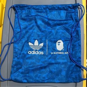 Bape x Adidas Blue Camo Draw String Backpack Bag